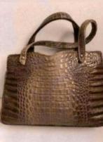 Prachtige vintage tas krokodillenprint handtas, Sieraden, Tassen en Uiterlijk, Tassen | Damestassen, Handtas, Beige, Ophalen of Verzenden