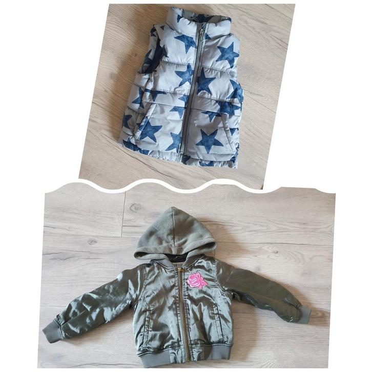 H&M winterjas meisje met capuchon + Zara bodywarmer maat 98, Kinderen en Baby's, Kinderkleding | Maat 98, Gebruikt, Meisje, Jas