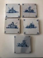 5st Antieke tegels blauw, Herder afbeelding, Ophalen of Verzenden