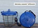 Industriele oude stoere blauwe bully / hanglamp D28 H30, Huis en Inrichting, Lampen | Hanglampen, Gebruikt, Ophalen of Verzenden