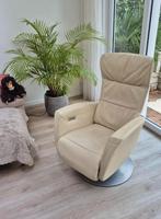 Relax Fauteuil wit leer draaibaar elektrisch accu, Ophalen, Gebruikt, 50 tot 75 cm, Leer