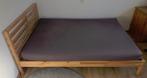 Compleet twijfelaar bed 140x200, Huis en Inrichting, Slaapkamer | Bedden, Ophalen, Bruin, 140 cm, Zo goed als nieuw