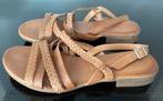 Bijna nieuwe leren sandaaltjes,mt 39,binnenzool ook leer, Ophalen, Sandalen of Muiltjes, Zo goed als nieuw, Bruin