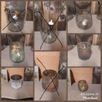 Stoere, sjieke windlichten, glas, bubbel, chips, craquelé, Overige materialen, Overige kleuren, Nieuw, Ophalen of Verzenden