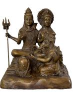 Bronzen beeld Shiva, Parvati & Ganesha – 24 cm – India, Ophalen of Verzenden, Gebruikt
