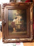 Olieverf op Paneel Schilderij in Sierlijst "Amor op Fontein", Antiek en Kunst, Kunst | Schilderijen | Klassiek, Ophalen of Verzenden