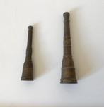 2 antieke koperen tuiten van kleine blaasbalgen.  € 12,00, Antiek en Kunst, Antiek | Koper en Brons, Verzenden