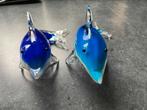 Glazen dolfijn beeldjes artglass blauw en wit opaline, Verzamelen, Beelden en Beeldjes, Ophalen of Verzenden, Dier, Zo goed als nieuw
