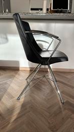 4 Stijlvolle zwarte design stoelen (bert plantagie), Huis en Inrichting, Stoelen, Ophalen, Zwart, Leer, Zo goed als nieuw