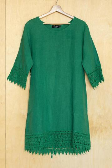 Envy Collection groen 100% linnen jurkje met kant 38 M beschikbaar voor biedingen