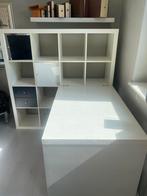 Bureau wit kallax ikea vakkenkast met bureau, Huis en Inrichting, Bureaus, Ophalen, Gebruikt, Bureau