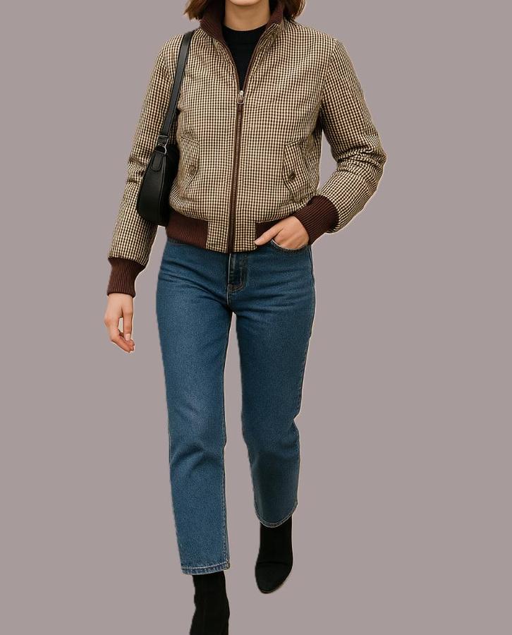 bomberjack van David Mayer Naman maat 36/38, Kleding | Dames, Jassen | Winter, Zo goed als nieuw, Maat 36 (S), Beige, Ophalen of Verzenden