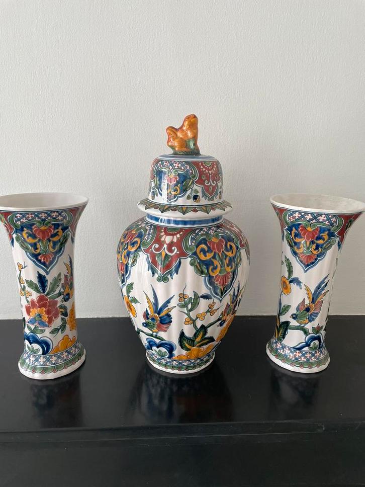 Set van 3 kleurrijke Makkumer Vazen, Antiek en Kunst, Antiek | Vazen, Ophalen