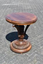 Massief Eikenhouten Ronde Bijzet/Planten Tafel, Ophalen, Gebruikt, 55 tot 75 cm, 60 cm of meer