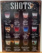 Shots menu shotjes drank reclamebord van metaal wandbord, Huis en Inrichting, Info@deconoord.nl, Deco Noord, Nieuw, Ophalen of Verzenden