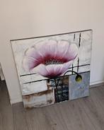 Mooi schilderij met Bloem 60x60cm, Ophalen, 50 tot 75 cm, Zo goed als nieuw, Schilderij