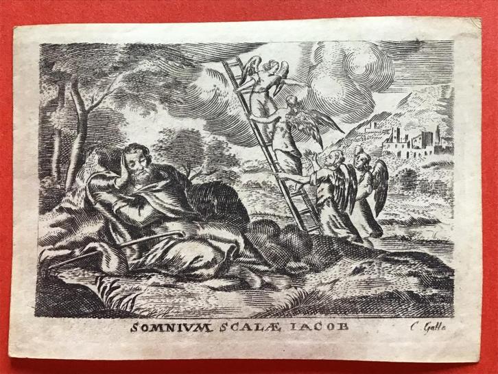 Perkament 17e Galle - Jacob's ladder, Antiek en Kunst, Antiek | Religie, Ophalen of Verzenden