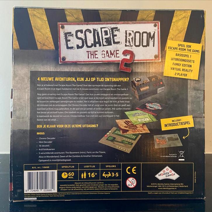 Escape Room The Game 2 - Spannend Avontuur!, Hobby en Vrije tijd, Gezelschapsspellen | Bordspellen, Zo goed als nieuw, Drie of vier spelers