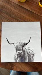 Wanddecoratie buffel koe 30x30 op hout, Ophalen of Verzenden, Schilderij, Minder dan 50 cm