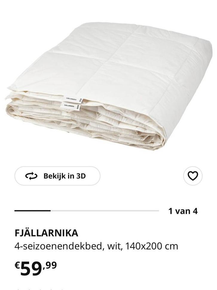 4 seizoenen dekbed Ikea, Huis en Inrichting, Slaapkamer | Beddengoed, Zo goed als nieuw, Deken of Dekbed, Eenpersoons, Wit, Ophalen of Verzenden
