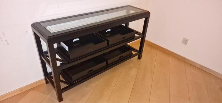 Stijlvol sidetable met glazen blad, Huis en Inrichting, Tafels | Sidetables, Zo goed als nieuw, Minder dan 25 cm, 50 tot 100 cm