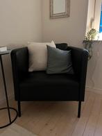 Twee zwarte leren stoelen, Huis en Inrichting, Banken | Sofa's en Chaises Longues, Ophalen, Eenpersoons, 75 tot 100 cm, Zo goed als nieuw