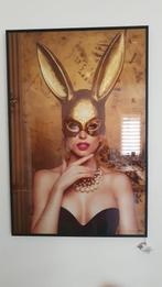 glasschilderij 80 cm x120 cm playboy bunny  zwart houten lij, Ophalen of Verzenden