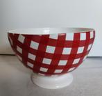 At Home with Marieke grote schaal rood/wit geruit, Huis en Inrichting, Porselein of Keramiek, Schaal, Rond, Ophalen of Verzenden