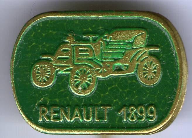 Renault 1899 groen op koper auto speldje ( C_189 ), Verzenden, Zo goed als nieuw, Transport, Speldje of Pin