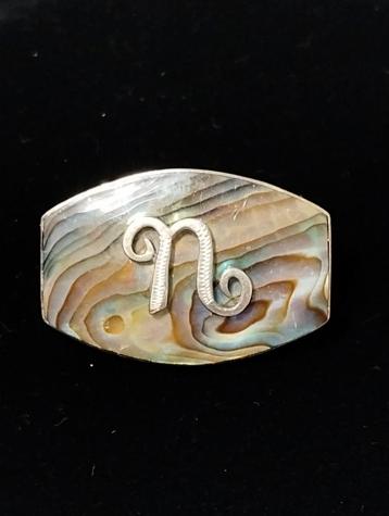 Oude sterling zilveren Paua shell broche beschikbaar voor biedingen