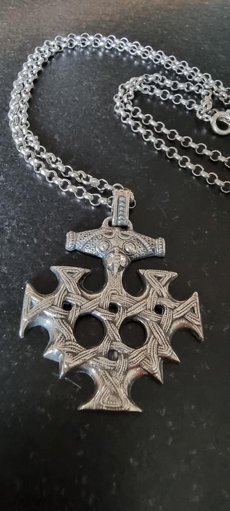 Zilveren vintage ketting hamer van thor duits blachian antik, Sieraden, Tassen en Uiterlijk, Kettingen, Zo goed als nieuw, Zilver