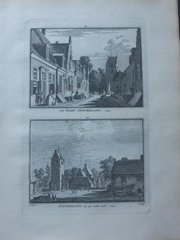 95-96*/ Dorp Oosterland Zeeland Gravure uit 1754 beschikbaar voor biedingen