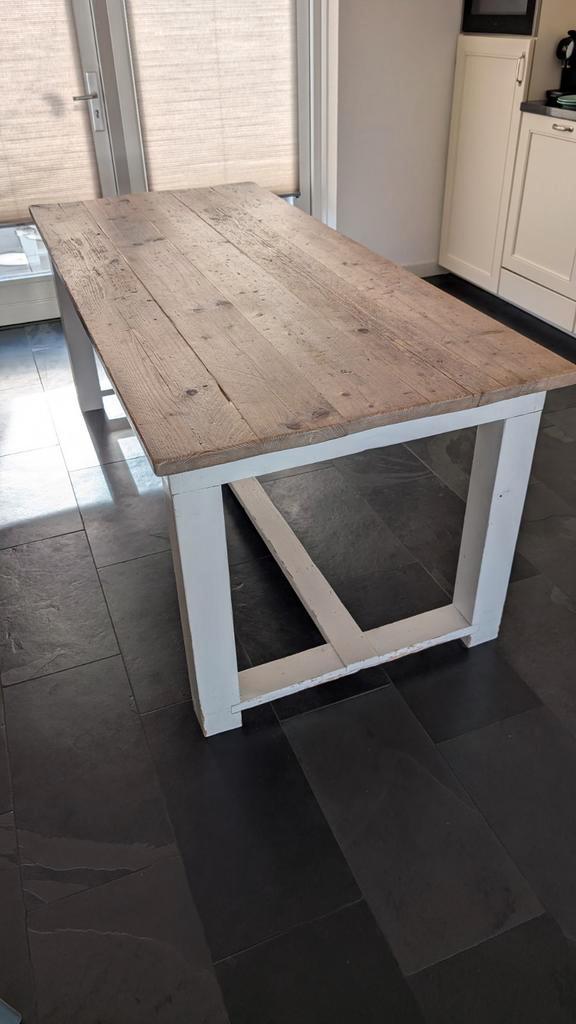Massief houten eettafel met steigerhouten blad, Huis en Inrichting, Tafels | Eettafels, Gebruikt, 50 tot 100 cm, 150 tot 200 cm