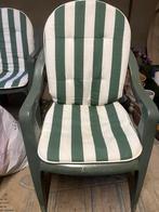 Tuinstoelen met kussen, tafel en krukje, groen, Tuin en Terras, Tuinstoelen, Ophalen, Gebruikt, Kunststof