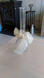 Vaasje met juten strik, Ophalen of Verzenden, Nieuw, Glas, Minder dan 50 cm