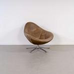 1x Label Hidde Fauteuil Bruin Leer - Chroom, Huis en Inrichting, Fauteuils, Niet ingevuld, Gebruikt, 75 tot 100 cm, Ophalen of Verzenden