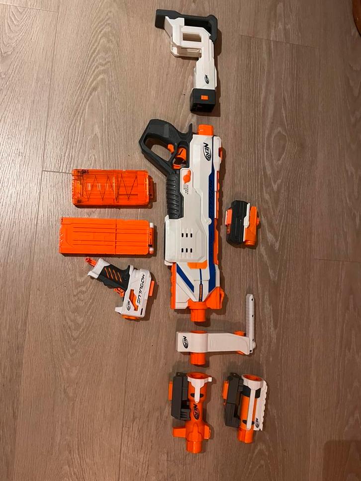 nerf modules regulator compleet + extensions, Kinderen en Baby's, Speelgoed | Buiten | Actiespeelgoed, Gebruikt, Ophalen