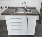 keukenblok graniet aanrecht buitenkeuken kitchenette pantry, Ophalen, 100 tot 150 cm, Wit, Zo goed als nieuw