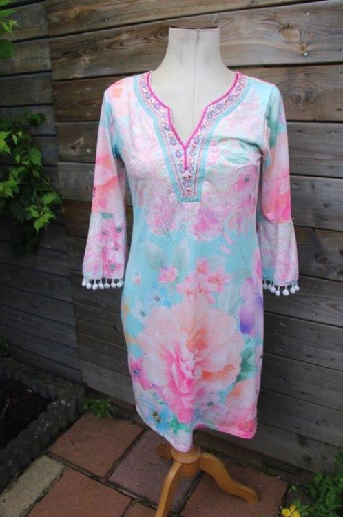Jurk roze/ turquise K-Design mt S Vaste prijs, Kleding | Dames, Jurken, Zo goed als nieuw, Maat 36 (S), Roze, Ophalen of Verzenden
