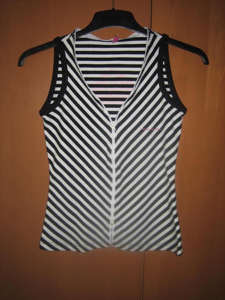 Sportieve zwart-wit gestreepte top FORNARINA 36-38 snazzeys, Kleding | Dames, Tops, Nieuw, Maat 36 (S), Zwart, Zonder mouw, Verzenden