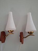 set vintage wandlampjes jaren 50-60 retro mid century design, Huis en Inrichting, Lampen | Wandlampen, Ophalen of Verzenden, Gebruikt