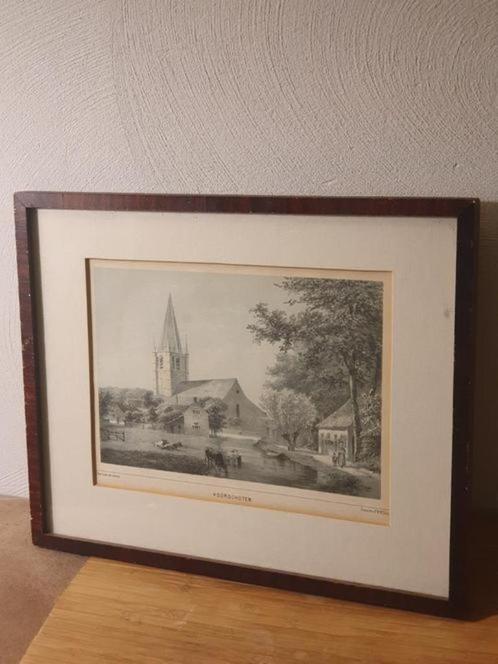 Voorschoten - GJ Bos / PWM Trap / DJ Couvée - ca 1859, Antiek en Kunst, Kunst | Etsen en Gravures, Ophalen
