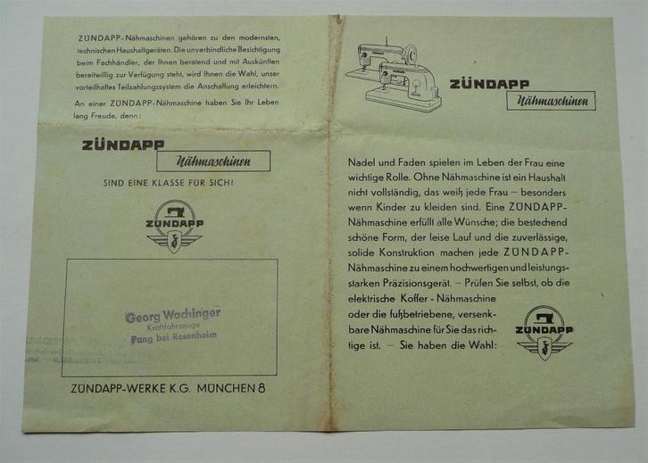 Zündapp Folder Naaimachine type Elcona en ZR 18, Antiek en Kunst, Antiek | Naaimachines, Verzenden