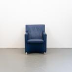 3x Leolux Dolcinea Fauteuil Blauw Leer - Chroom, Huis en Inrichting, Fauteuils, Gebruikt, Minder dan 75 cm, Ophalen of Verzenden
