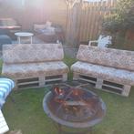 Steigerhouten bankjes eventueel met kussens, Huis en Inrichting, Ophalen, Gebruikt, Minder dan 75 cm, Tweepersoons
