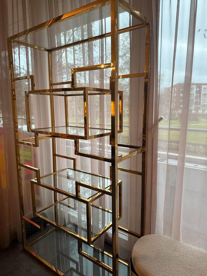 Stellingkast Richmond Goud - Elegant & Stijlvol, Huis en Inrichting, Kasten | Boekenkasten, Zo goed als nieuw, 100 tot 150 cm