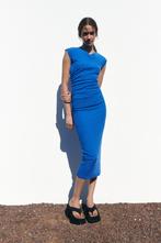Blauwe lange stretch jurk maat L, Maat 38/40 (M), Blauw, Ophalen of Verzenden, Zo goed als nieuw