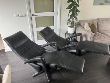 2 De Toekomst Relaxfauteuils Twice Op Accu Zwart Leer M/L beschikbaar voor biedingen