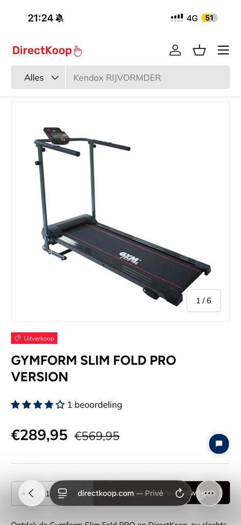 Gymform Loopband - Slim Fold Pro - Nieuw in doos!, Sport en Fitness, Fitnessapparatuur, Nieuw, Loopband, Benen, Buik, Rug, Metaal