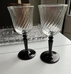 Antieke Glazen met Zwarte Voet - Set van 2 France, Ophalen of Verzenden